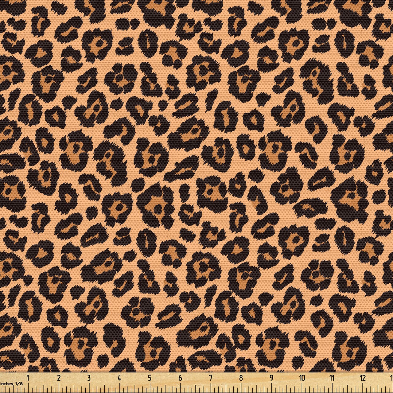 Ambesonne Leopard Print Fabric by The Yard, Orange Color Leopard Texture Illustration Exotic Fauna Inspired Pattern, Decorative Fabric for Upholstery and Home Accents, 3 Yards, Orange Black